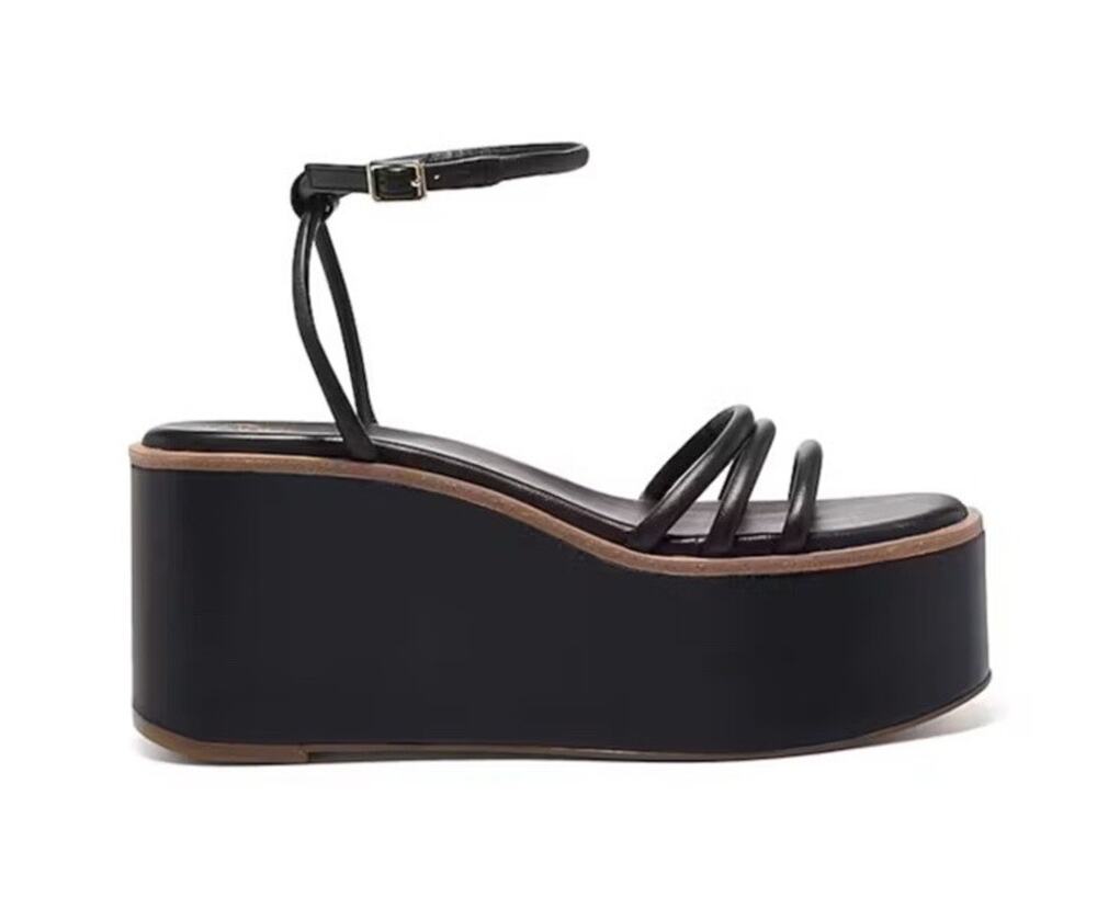 NEW Vince Camuto Gracency Black Leather Platform Sandals Shoes 8.5